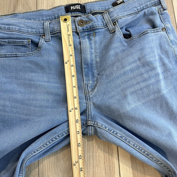 Paige Denim Jeans Mens 36 x 28 Blue Light Wash Stretch Rayon Lennox Straight Leg - Picture 9 of 10